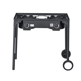 2 Burner Outdoor Propane Gas Stove, 150,000 BTU Propane LPG Gas Camping Stove, Heavy-duty Carbon Steel Outdoor Cooker