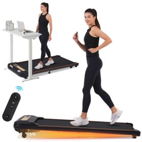 Wood Grain Decoration Walking Pad Under Desk Treadmill for Home Office -2.5HP Walking Treadmill With Incline 0.5-4MPH 300LBS Capacity Treadmill f